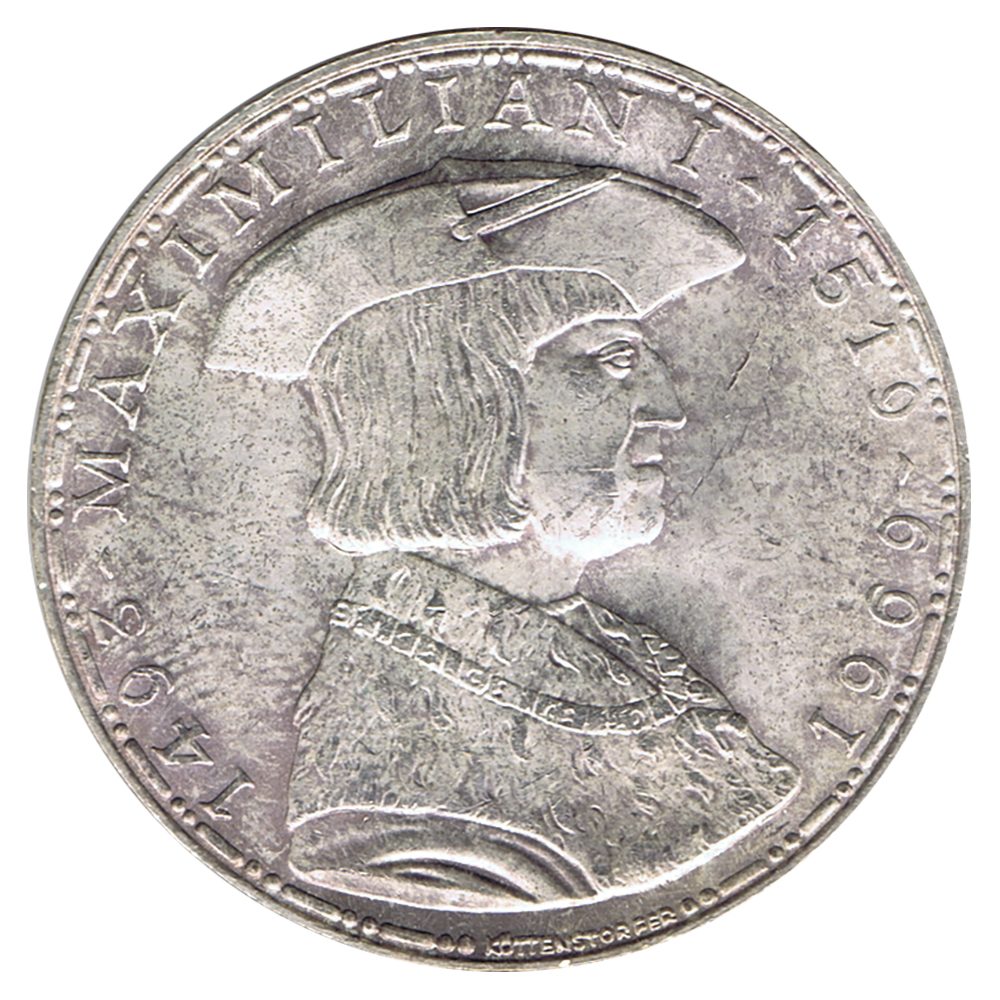 Moneda 50 schillings Austria 1969 Maximilian I. Plata  - 1