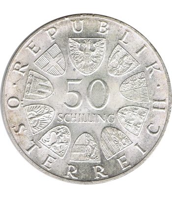 Moneda 50 schillings Austria 1969 Maximilian I. Plata  - 2