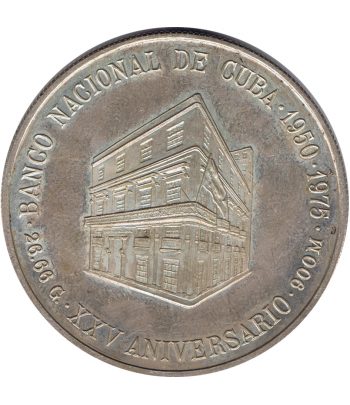 Moneda 10 pesos Cuba 1975 Banco Nacional. Plata  - 1