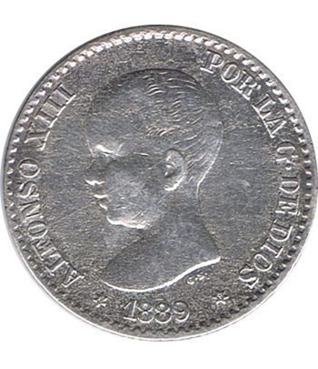 Moneda de España 50 céntimos de Plata 1889 *89 Alfonso XIII MP M.  - 1