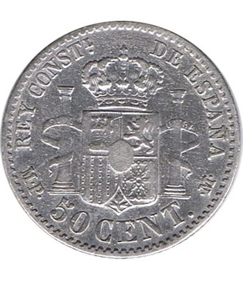 Moneda de España 50 céntimos de Plata 1889 *89 Alfonso XIII MP M.  - 2