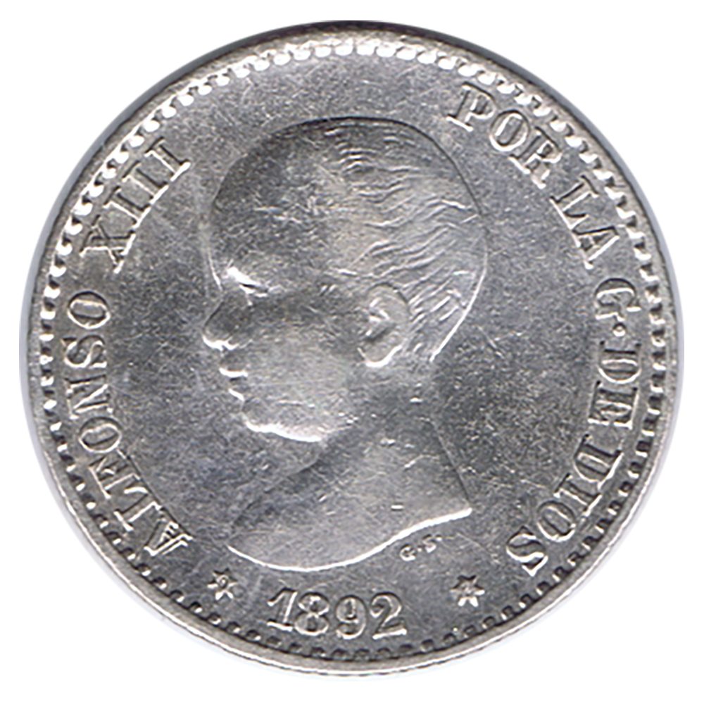 Moneda de España 50 céntimos de Plata 1892 *92 Alfonso XIII PG M.  - 1