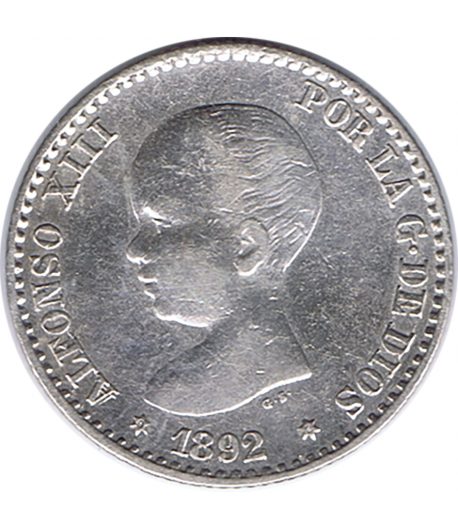 Moneda de España 50 céntimos de Plata 1892 *92 Alfonso XIII PG M.  - 1