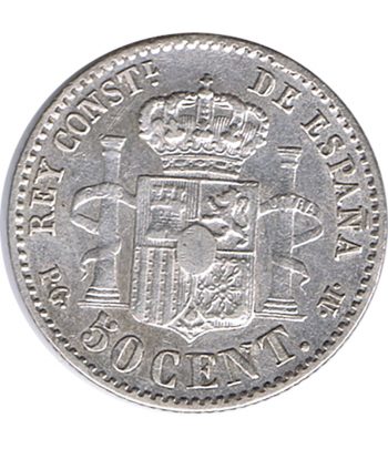 Moneda de España 50 céntimos de Plata 1892 *92 Alfonso XIII PG M.  - 2