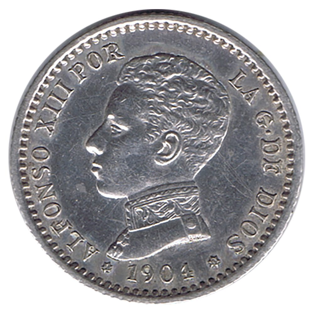 Moneda de España 50 céntimos de Plata 1904 *04 Alfonso XIII PC V.  - 1