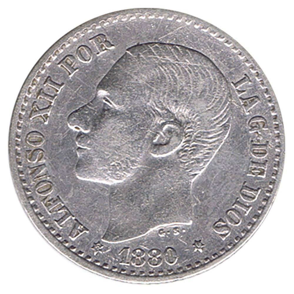 Moneda de España 50 Céntimos de Plata 1880 *80 Alfonso XII M SM  - 1