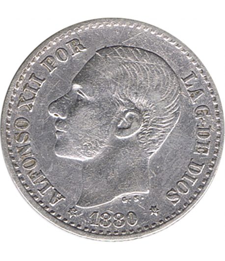 Moneda de España 50 Céntimos de Plata 1880 *80 Alfonso XII M SM  - 1