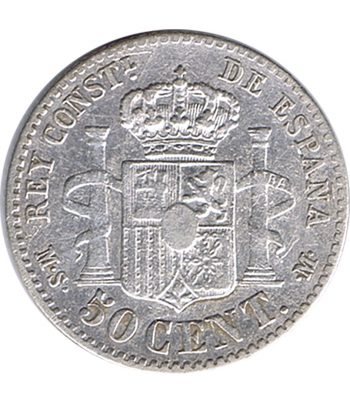 Moneda de España 50 Céntimos de Plata 1880 *80 Alfonso XII M SM  - 2