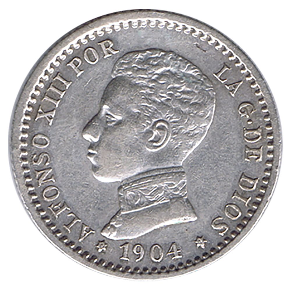 Moneda de España 50 Céntimos de Plata 1904 *04 Alfonso XIII SM V  - 1