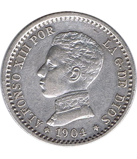 Moneda de España 50 Céntimos de Plata 1904 *04 Alfonso XIII SM V  - 1