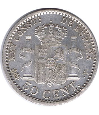 Moneda de España 50 Céntimos de Plata 1904 *04 Alfonso XIII SM V  - 2