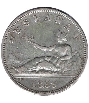 2 Pesetas Plata 1869 *69 Gobierno Provisional.  - 1