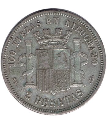 2 Pesetas Plata 1869 *69 Gobierno Provisional.  - 2
