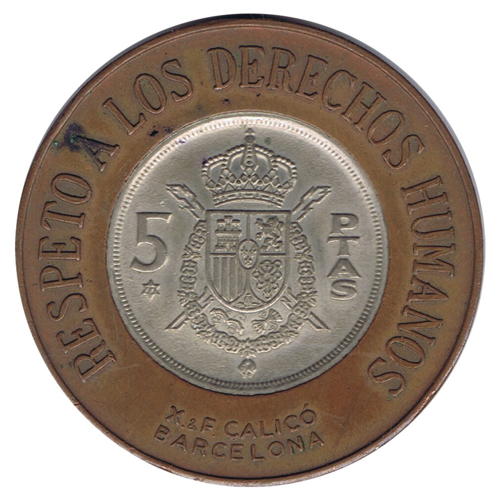 Medalla Reincorporación Internacional de España 5 pesetas 1975  - 1