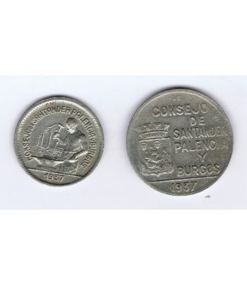 Monedas 1 peseta y 50 céntimos Santander, Palencia y Burgos 1937  - 1
