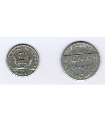 Monedas 1 peseta y 50 céntimos Santander, Palencia y Burgos 1937  - 2