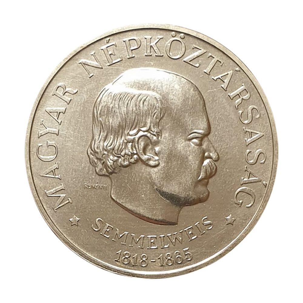 Moneda 100 Florines Hungría 1968 Ignaz Semmelweis. Plata  - 1