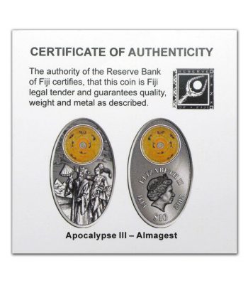 Moneda Fiji 2012 10 Dollars Almagest de Ptolomeo. Plata  - 3