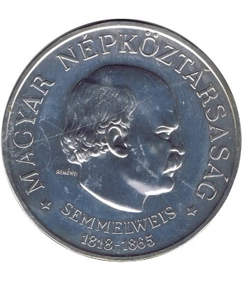 Moneda 100 Florines Hungría 1968 Ignaz Semmelweis. Plata  - 1