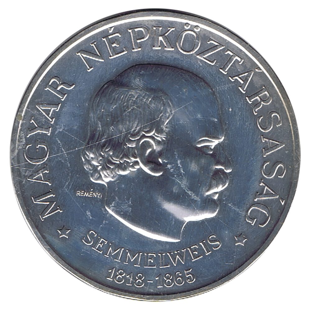 Moneda 100 Florines Hungría 1968 Ignaz Semmelweis. Plata  - 1