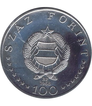 Moneda 100 Florines Hungría 1968 Ignaz Semmelweis. Plata  - 2