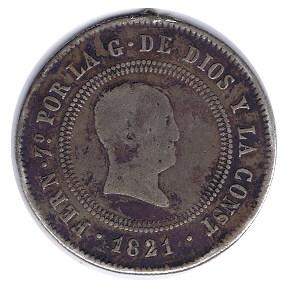 Moneda de España 10 Reales 1821 Fernando VII. Plata  - 1