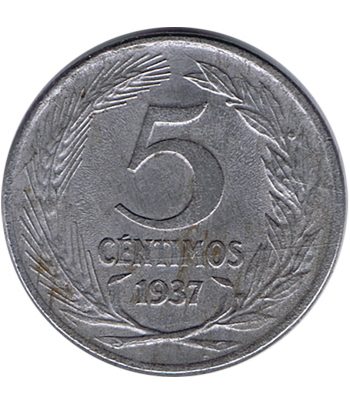 Moneda de España II República 5 céntimos 1937.  - 1
