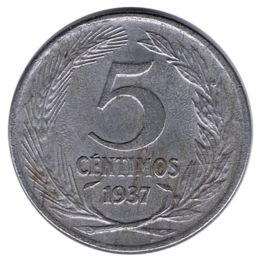 Moneda de España II República 5 céntimos 1937.  - 1