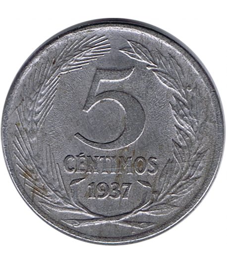 Moneda de España II República 5 céntimos 1937. - 1 Moneda de España II República 5 céntimos 1937. - 1