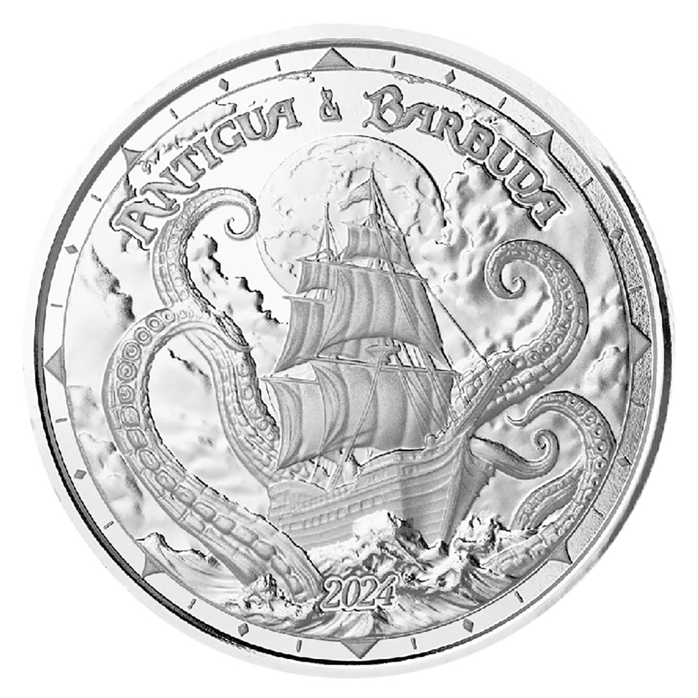 Moneda de plata 2$ Antigua y Barbuda Kraken 2024  - 1