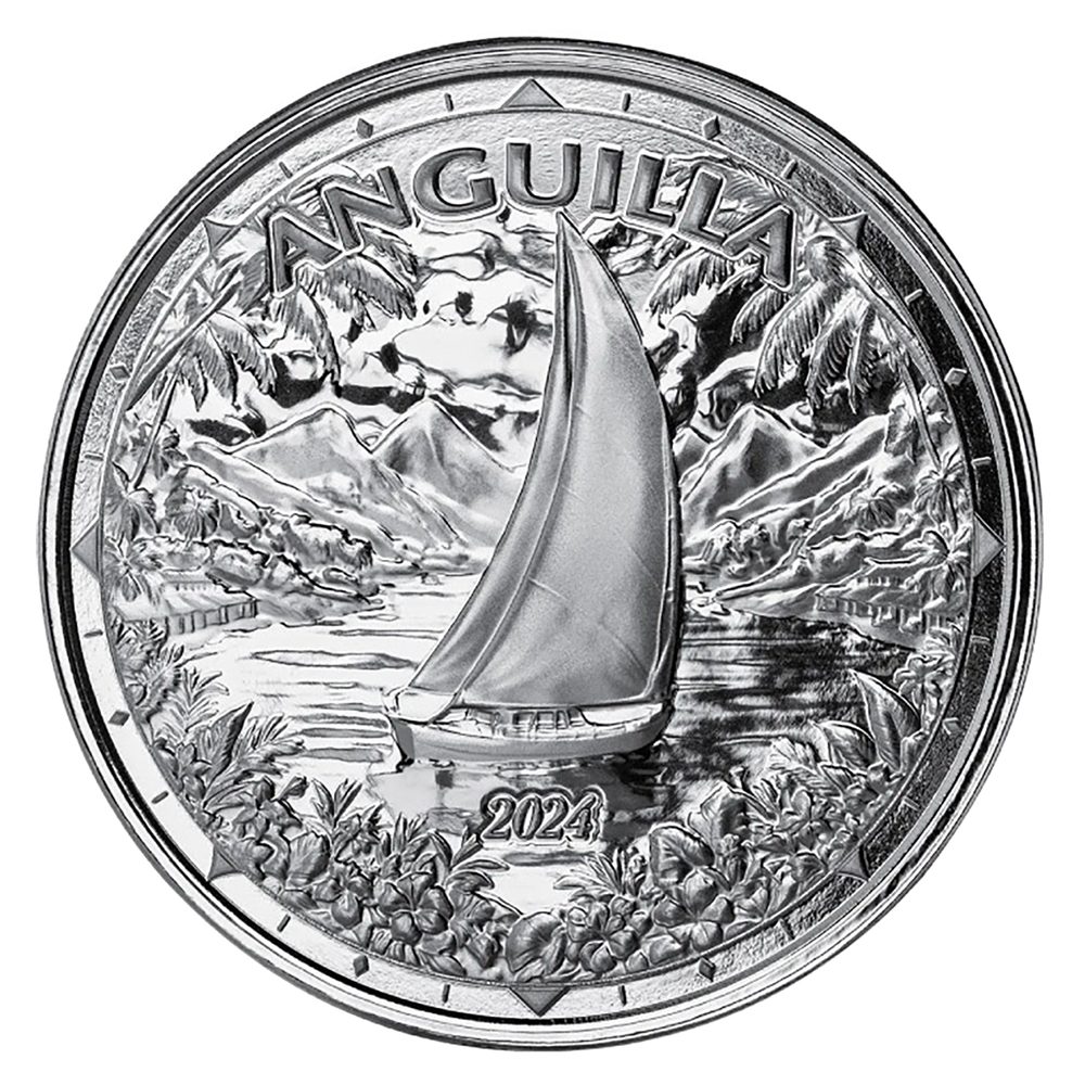 Moneda de plata 2$ Anguila Barco Velero 2024  - 1