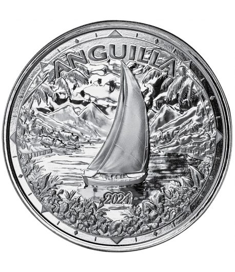 Moneda de plata 2$ Anguila Barco Velero 2024  - 1