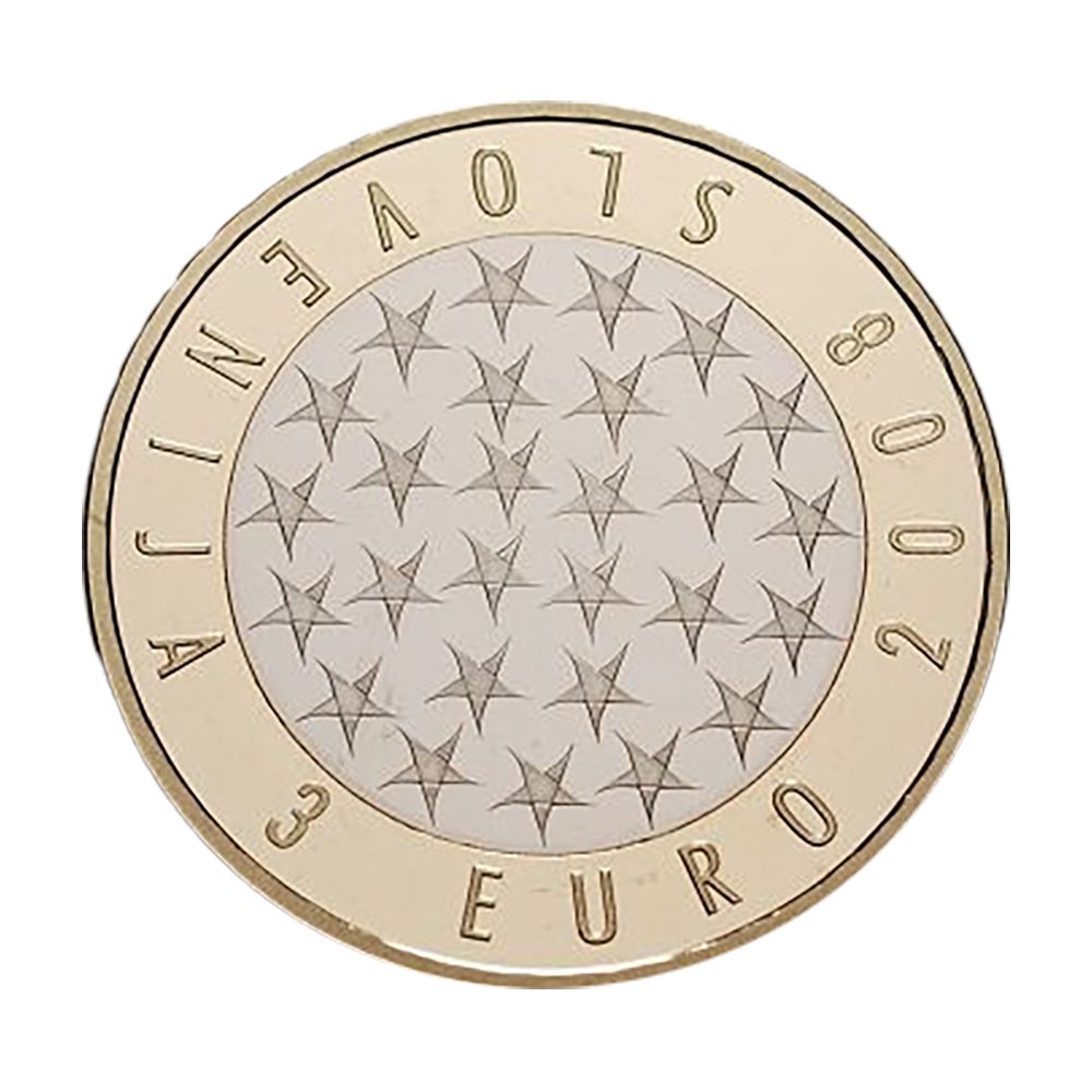 moneda Eslovenia 3 Euros 2008 Bimetálica  - 1