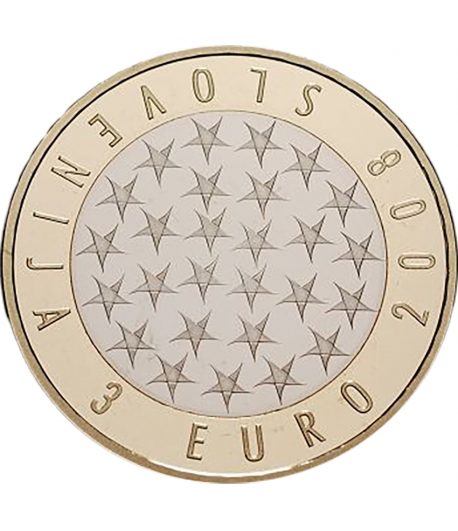 moneda Eslovenia 3 Euros 2008 Bimetálica  - 1