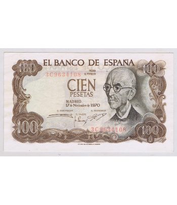 Billete de España 100 Pesetas 17 noviembre 1970 EBC-. Reverso verde  - 1