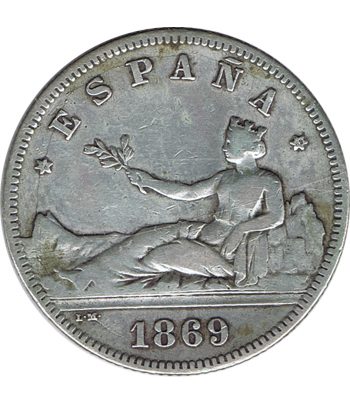 2 Pesetas Plata 1869 *69 Gobierno Provisional.  - 1