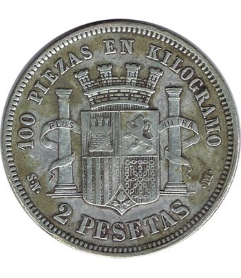 2 Pesetas Plata 1869 *69 Gobierno Provisional.  - 2