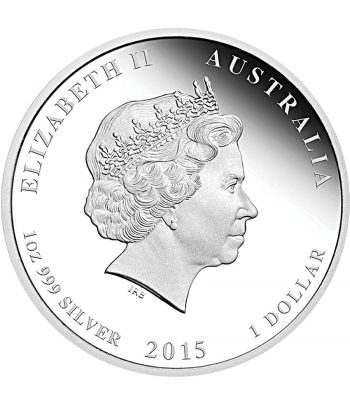 Moneda onza de plata 1$ Australia Lunar Cabra 2015  - 3
