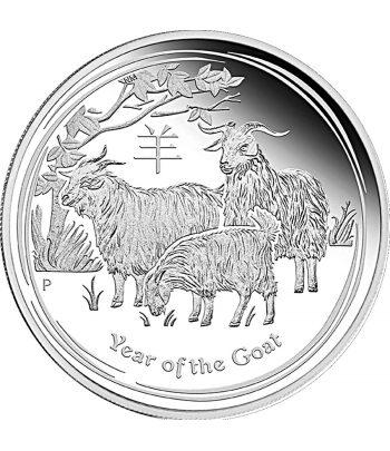 Moneda onza de plata 1$ Australia Lunar Cabra 2015  - 4