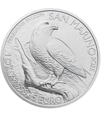 Moneda de plata San Marino 5 Euros 2025 Halcón Peregrino  - 1