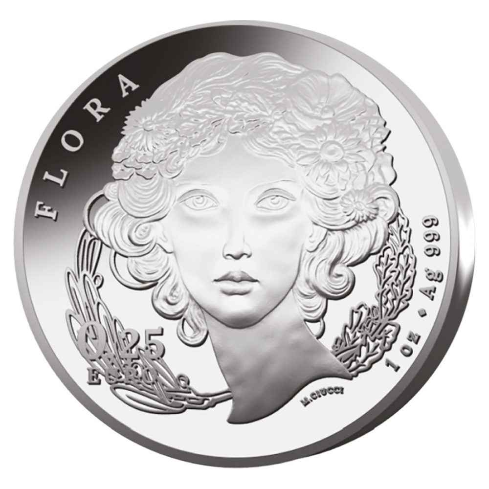 Moneda de plata Italia 0,25 Euros 2025 Flora.  - 1