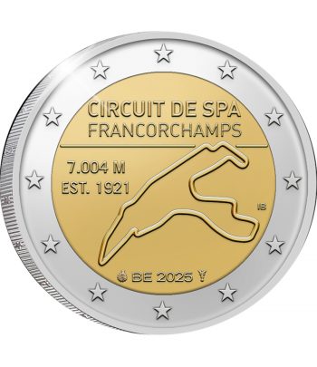 moneda 2 euros Bélgica 2025 Circuito SPA. Fórmula 1  - 1