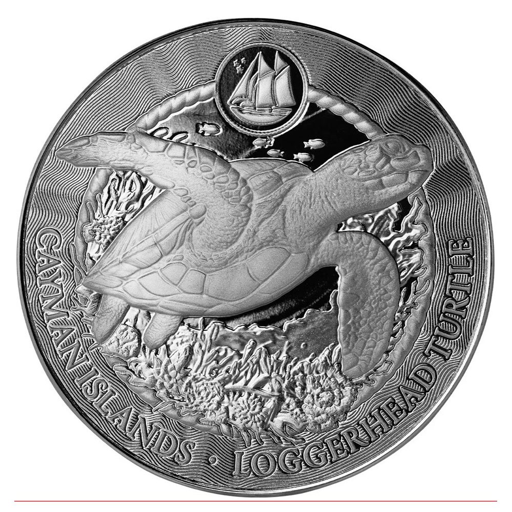 Moneda de plata 1$ Islas Cayman 2025 Tortuga.  - 1