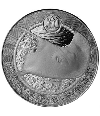 Moneda de plata 1$ Islas Cayman 2025 Manta Raya.  - 1