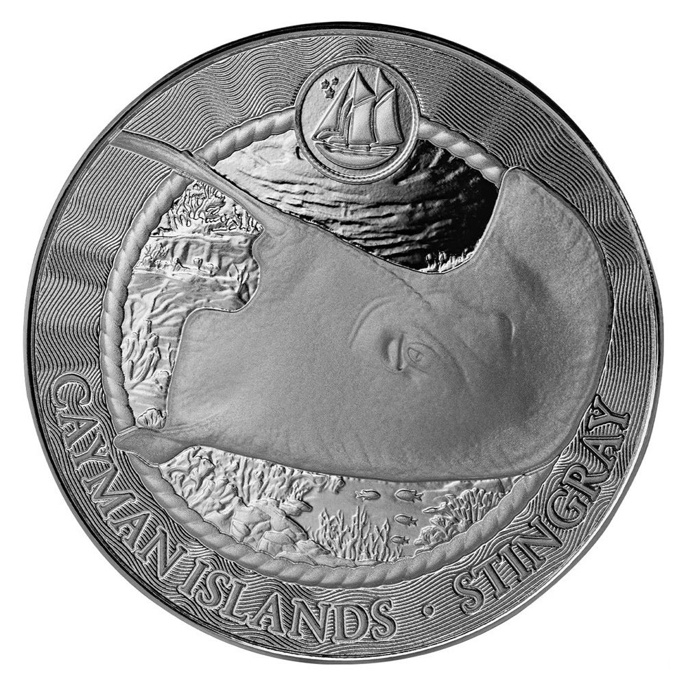 Moneda de plata 1$ Islas Cayman 2025 Manta Raya.  - 1