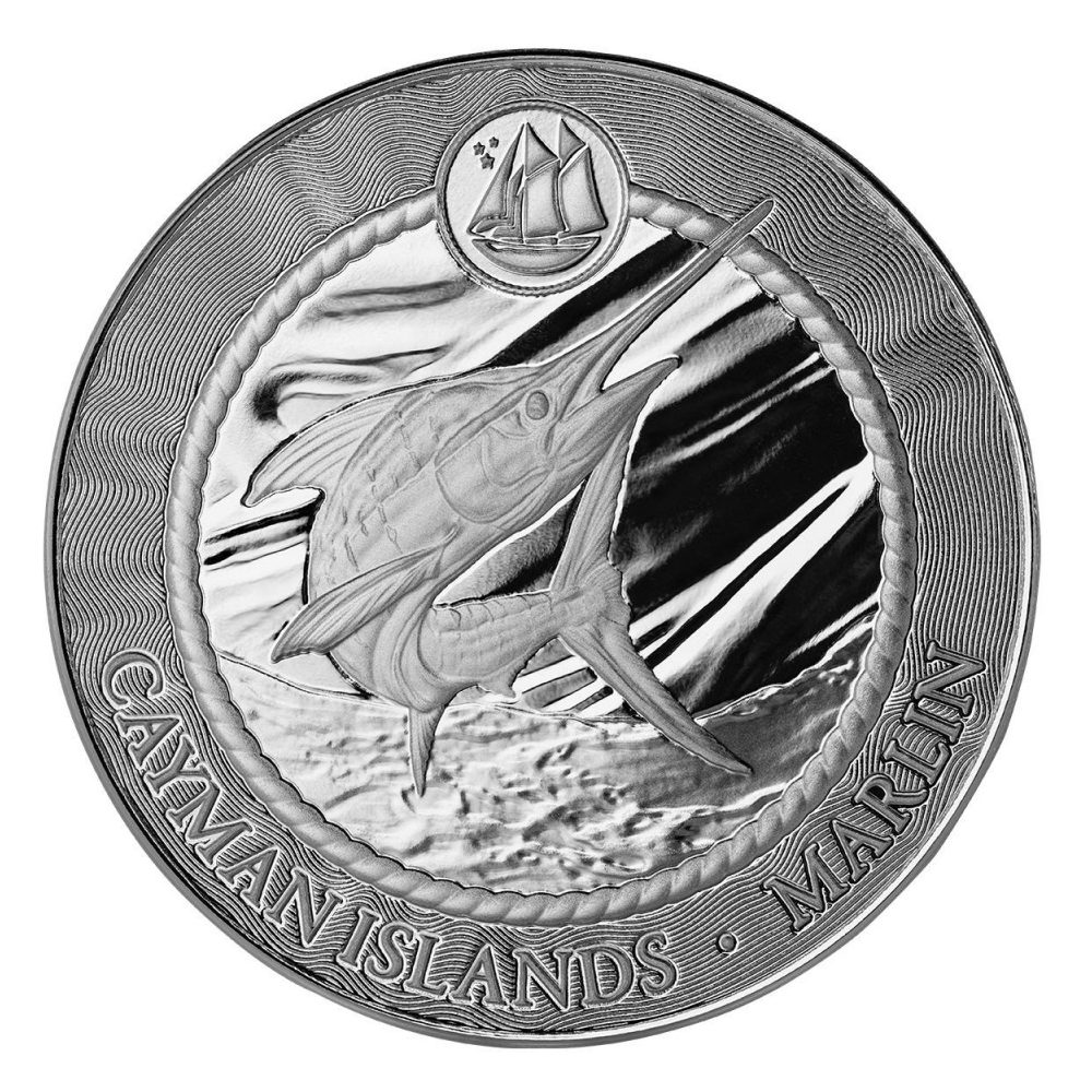 Moneda de plata 1$ Islas Cayman 2025 Pez Marlin.  - 1