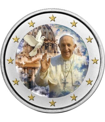 moneda 2 euros Papa Francisco 2025. Paloma. Color  - 1