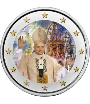 moneda 2 euros Papa León XIV 2025. Color  - 1