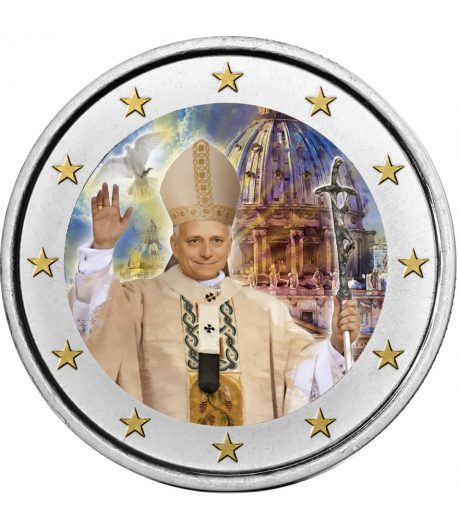 moneda 2 euros Papa León XIV 2025. Color  - 1