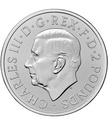 Moneda onza de plata 2 pounds Inglaterra 2025 Leo Britanicus.  - 2